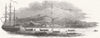 POLYNESIA. French Blockade of Tahiti c1841 old antique vintage print picture
