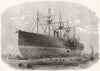 CHESHIRE. Great Eastern under repairs, Mersey 1867 old antique print picture