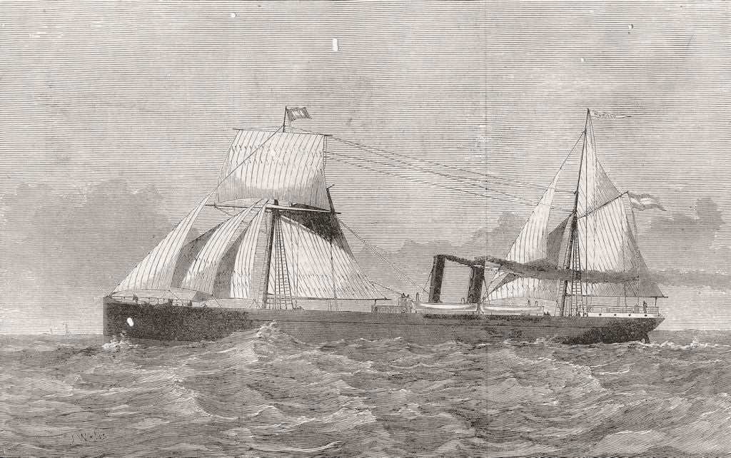SHIPS. The Spanish steamer Murillo 1873 old antique vintage print ...