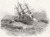 SUSSEX. Wreck of Dutch Indiaman, Pevensey Bay 1846 old antique print picture