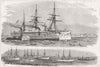BURMA. King Theebaw ship transfer, Yangon 1886 old antique print picture