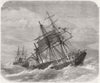 PLYMOUTH. Crash, Lizard. HMS Terrible towing ship 1869 old antique print