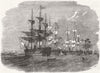 ISLE OF WIGHT. Naval review. Gunboat Flotilla, Ryde 1856 old antique print
