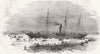 GERMANY. Elbe-ship Pollix in ice, Altona 1856 old antique print picture
