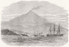 ITALY. HMS Caledonia towing ship, rocks, Sicily 1871 old antique print picture