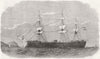 CALLAO. Spanish ironclad ship Numancia, Harbour of  1865 old antique print