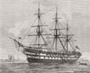 WOOLWICH. HMS Warspite, Royal Marine training-ship, at Woolwich 1877 old print