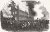 CANADA. Burning of houses assembly, Montreal 1849 old antique print picture