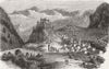 FRANCE. Chateau Queyras & new Rd already opened 1859 old antique print picture