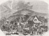 REUNION. Volcanic eruption 1858 old antique vintage print picture