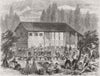 ITALY. French troops, farm, field of Marengo 1859 old antique print picture