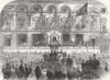 MELBOURNE. Charles Darling, Victoria Gov unveiling 1863 old antique print