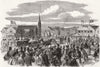 NEW ZEALAND. Royal wedding Fete, Christchurch 1863 old antique print picture