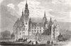 DENMARK. Fredericksborg, in, burnt down 1859 old antique vintage print picture