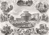 PARIS. Barrieres . Passy; Monceau; Roulé; Combat; etoile 1860 old print