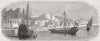 EGYPT. Arab boats, harbour of Suez 1858 old antique vintage print picture