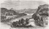 RUSSIA. Town, Ching-Gam mountains, river Amur 1859 old antique print picture