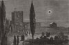 FLORENCE. Eclipse lunar, 1877 from Galileo's tower 1877 old antique print