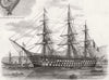 CHERBOURG. Britagne, 130 guns, flagship of Adm fleet 1858 old antique print
