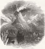 ICELAND. Eruption of Mount Hekla 1845 old antique vintage print picture