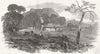 AUSTRALIA. Settler's hut in Australia 1849 old antique vintage print picture