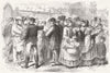 SOCIETY. Parisians reading notices of new taxes 1872 old antique print picture