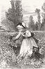 CHILDREN. 4 seasons, Marie. Spring 1877 old antique vintage print picture