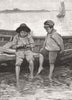 CHILDREN. By the sea 1886 old antique vintage print picture