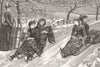 SWITZERLAND. Tobogganing in-Native v Foreigner 1889 old antique print picture
