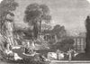 STATELY HOMES. The Villa Fountain 1846 old antique vintage print picture