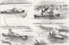 PAKISTAN. Sport, Jhelum river, Punjab 1881 old antique vintage print picture