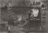 WALES. A Welsh interior 1856 old antique vintage print picture