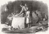 ETHIOPIA. Woman grinding corn in Tigray 1868 old antique vintage print picture