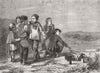 CHILDREN. Bird-catching 1859 old antique vintage print picture