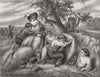 CHILDREN. The Hayfield 1858 old antique vintage print picture
