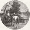 HORSES. The watering place 1859 old antique vintage print picture