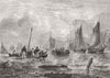 FOOD. Oyster fishing-Putting to sea 1856 old antique vintage print picture