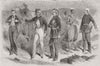 INDIA. Engineer officers, guns before Delhi 1857 old antique print picture