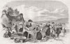 PENCLAWDD. Cockle gathering. Boiling sifting cockles 1857 old antique print