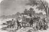 LONDON. Frost. Collecting ice, Serpentine, Hyde Park 1857 old antique print
