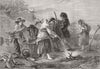 FAMILY. Lel Tshar ari said euri Putting fire water 1851 old antique print