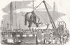 INDIA. Unshipping elephants, Kolkata 1858 old antique vintage print picture
