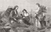 FAMILY. Heather bells 1859 old antique vintage print picture