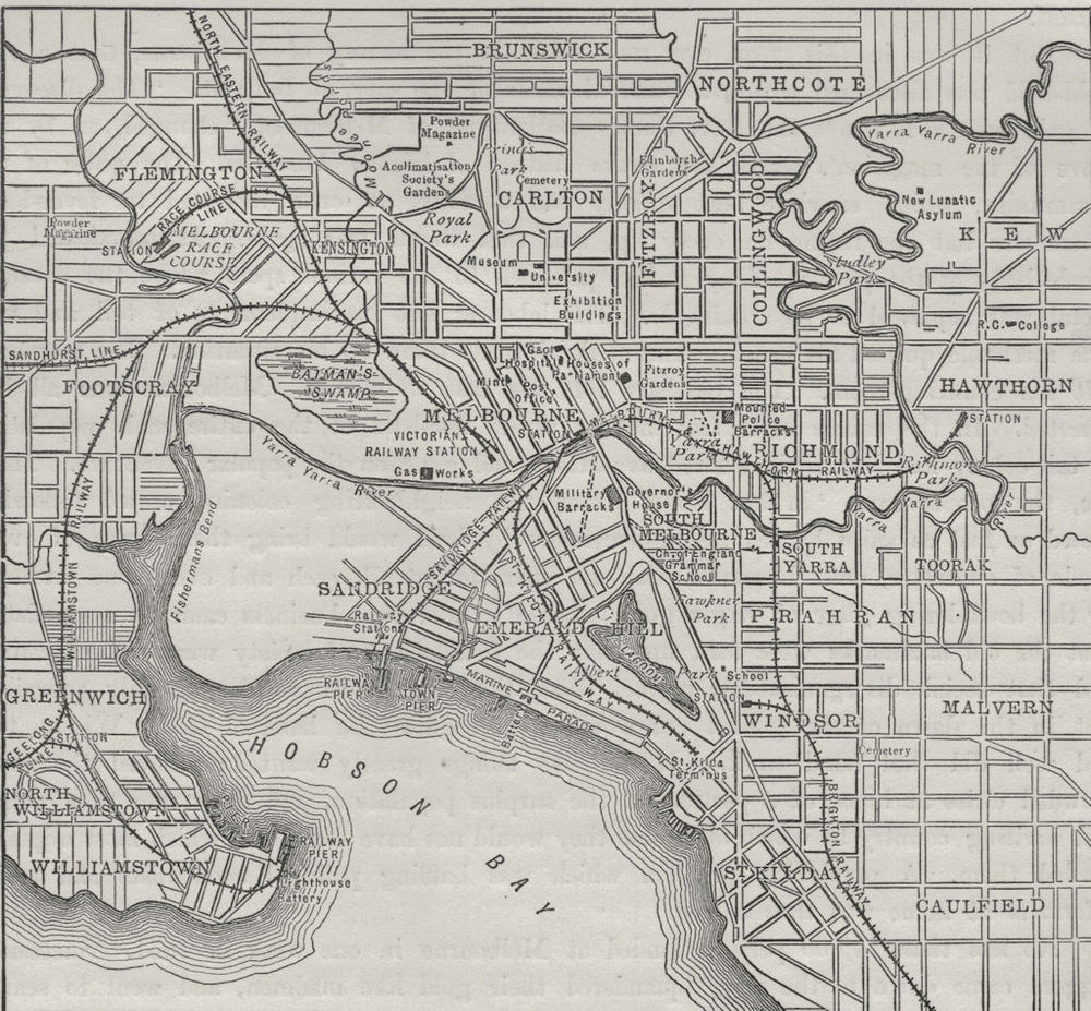 MELBOURNE. Plan of Melbourne 1882 old antique vintage map chart