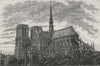 PARIS. Notre Dame (Rear View) 1882 old antique vintage print picture