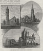 BOSTON CHURCHES. New Old South Church; Central Church; Trinity Church 1882