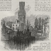 BRUGES. The Belfry of Bruges 1882 old antique vintage print picture