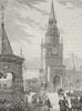 MOSCOW. The Spaski or Redeemer Gate of the Kremlin 1882 old antique print
