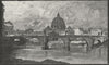 ROME. Bridge of St Angelo, with St Peter's in the Background 1882 old print