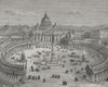 ROME. St Peter's Cathedral 1882 old antique vintage print picture